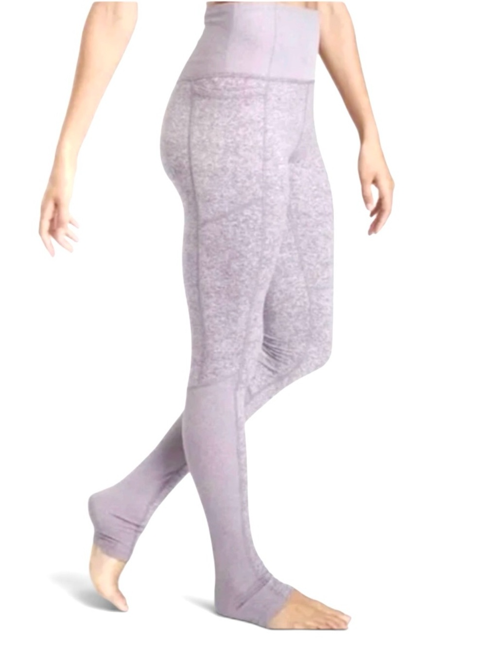 Athleta Exhale Stash Pocket Heel Tight Comet Gray Purple Leggings Med Like New